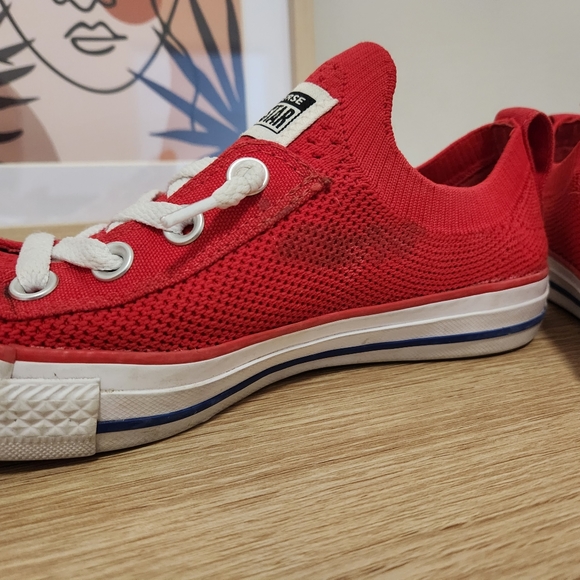 Size 7 37.5 CONVERSE Red Shoreline Low Top Sneakers Stretch Elastic RRP $120 - Picture 7 of 10